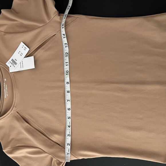 ABERCROMBIE & FITCH Soft A&F Collection Tan Long Sleeve Cutout Nylon Bodysuit L - Picture 6 of 7